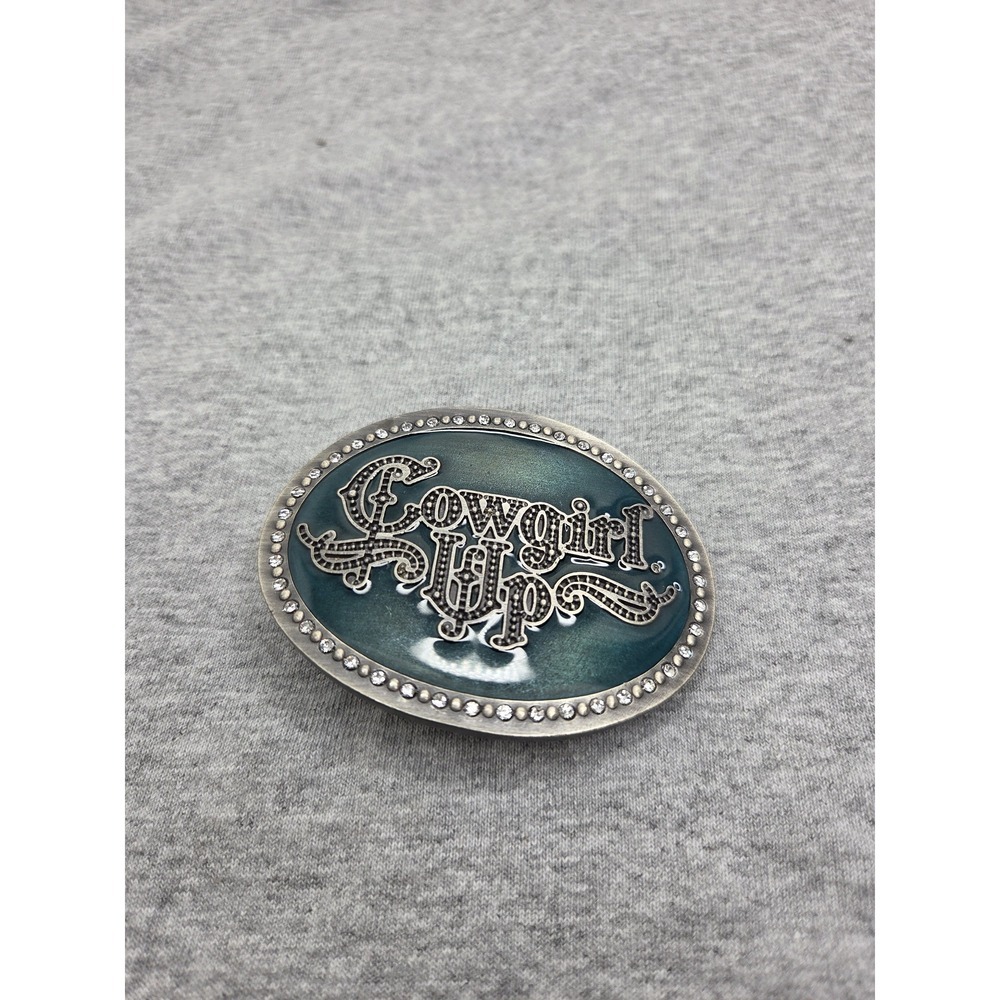 Montana Silversmiths Women's Cowgirl Up Rare Vintage Blue Enamel Belt Buckle